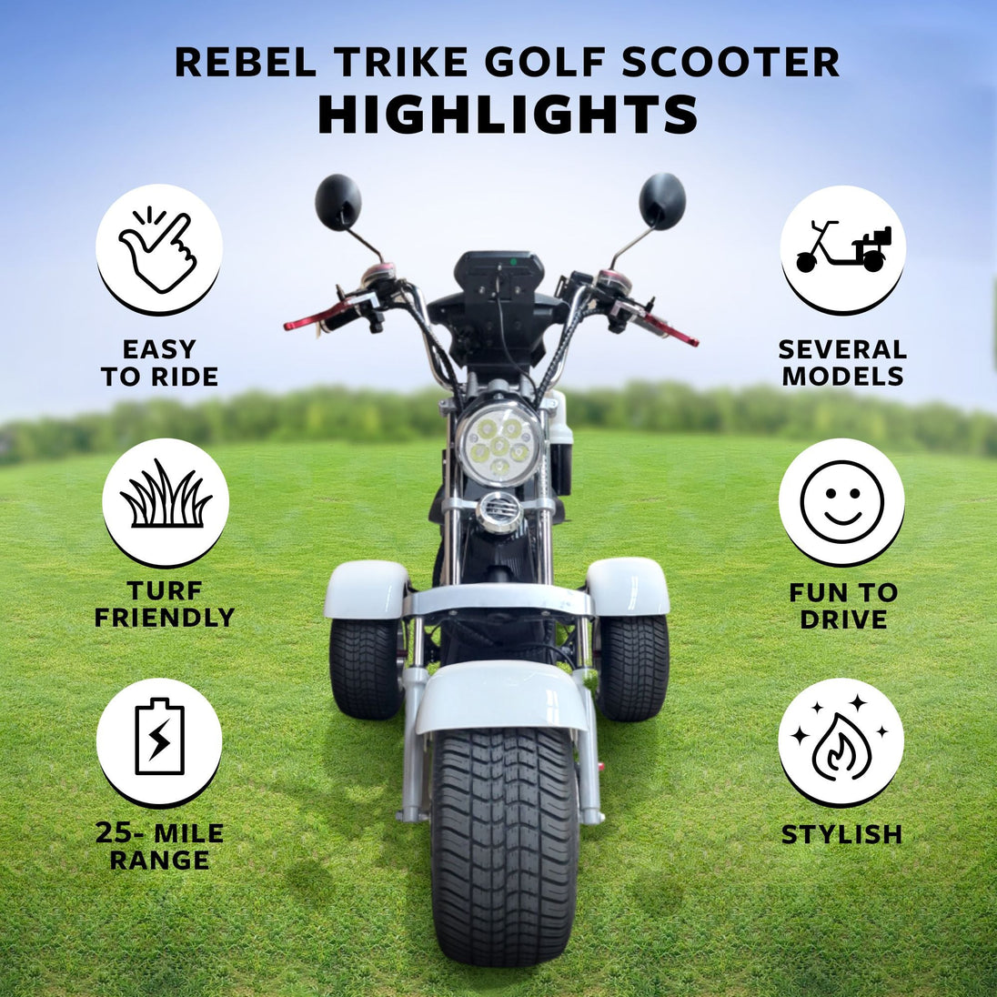 14 STX - FAT TIRE Rebel Trike Golf Scooter - EliteCore Athletics