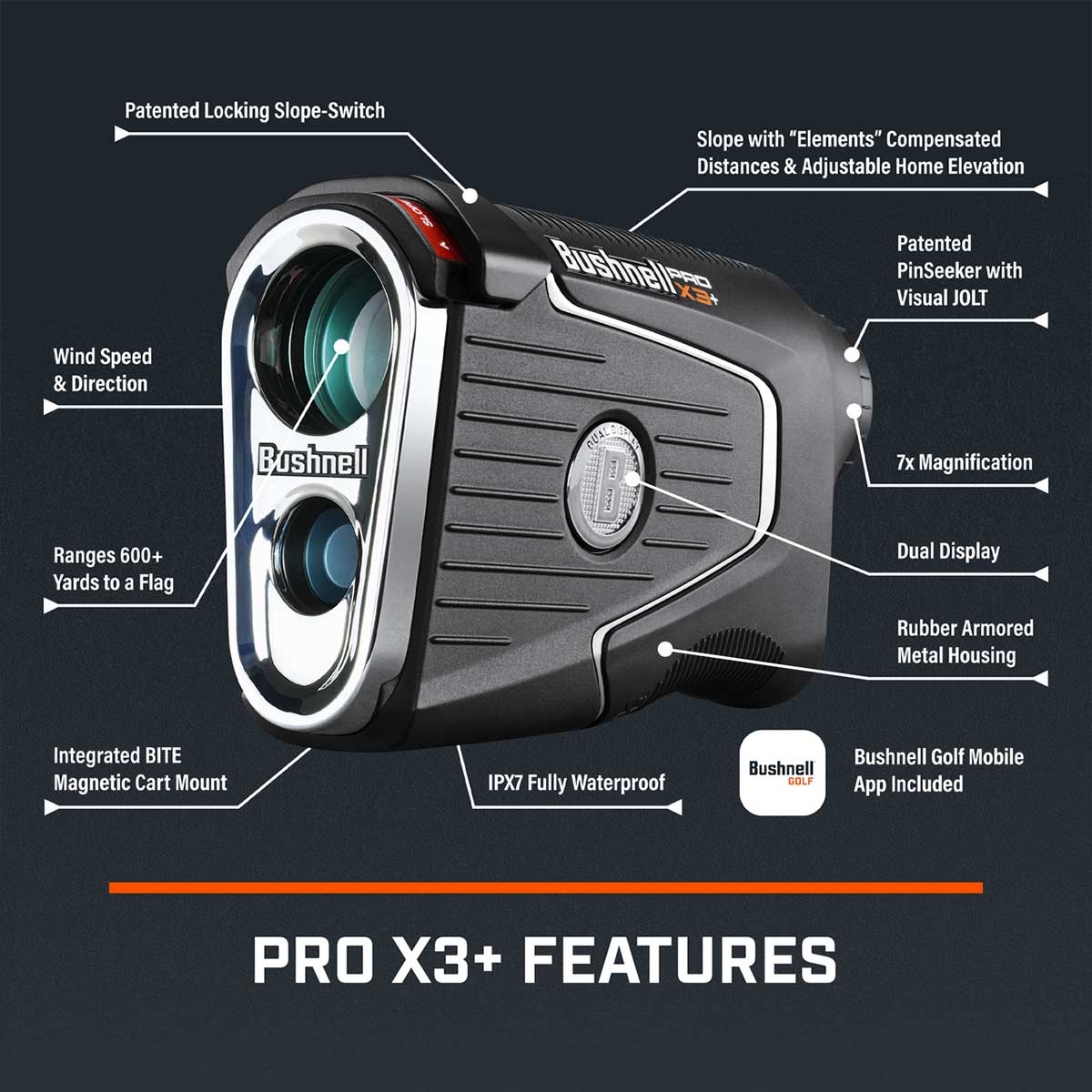 Bushnell Pro X3+ LINK Golf Laser Rangefinder - EliteCore Athletics